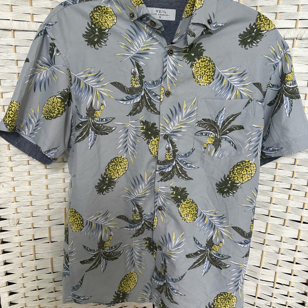 Men’s Weiv Los Angeles Stylish Pineapple‎ Print Casual Shirt sz S